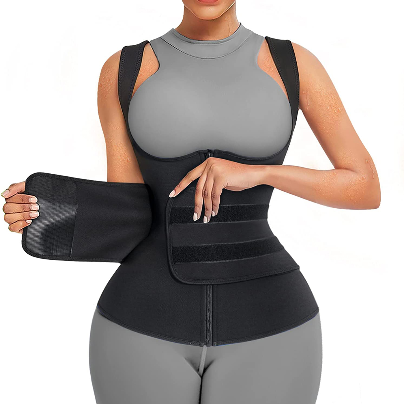 Sweat Waist Trainer Belt Neoprene - 여성용 네오프렌 사우나복, 땀 배출 조끼,